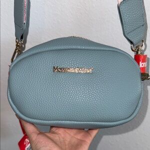 Montana West Dusty Blue Pebble Leather Crossbody Bag